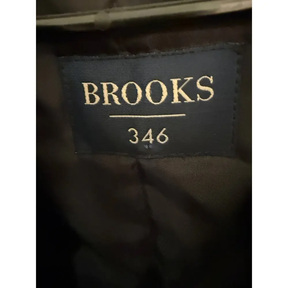 Brooks Brothers 346 Men's XL Black Car Coat Wool Blend Lined Hidden Button Coat